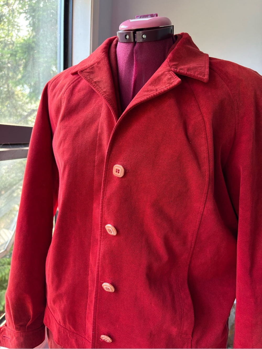 Women's Red Button-Front Jacket